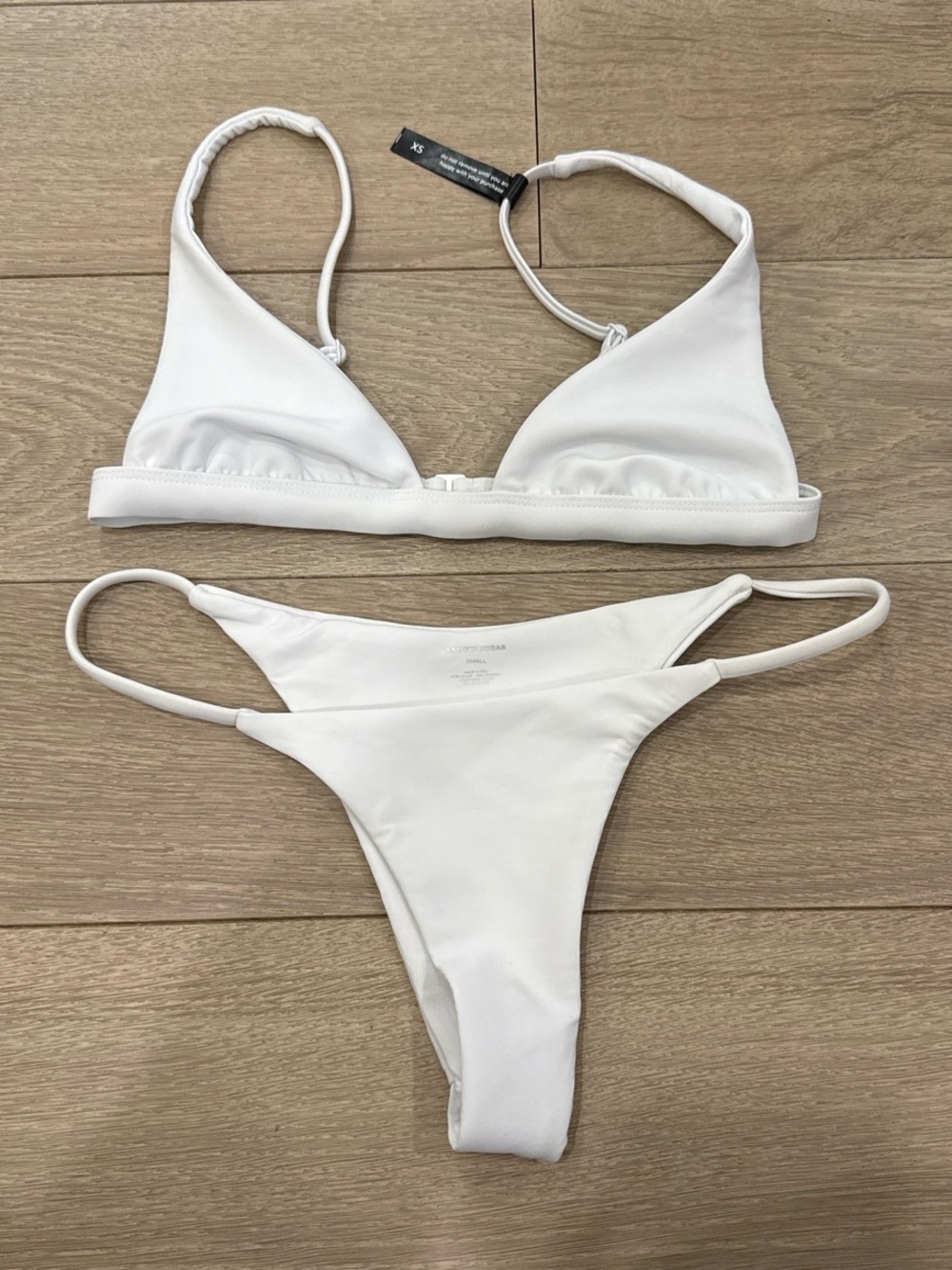 NWT Ark swimwear white bikini set xs top and small bottom